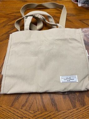KALIDI Fancy Forest Beige Canvas Tote Bag